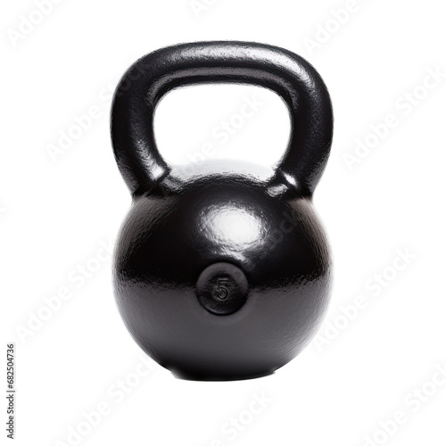 a Black kettlebell in a side view in an isolated and transparent PNG in a fitness-themed, photorealistic illustration. generative ai