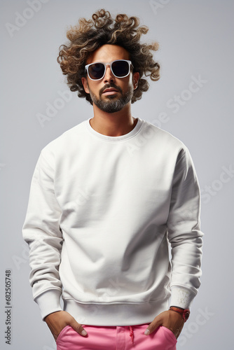  Mockup of a Sweatshirt white with man
