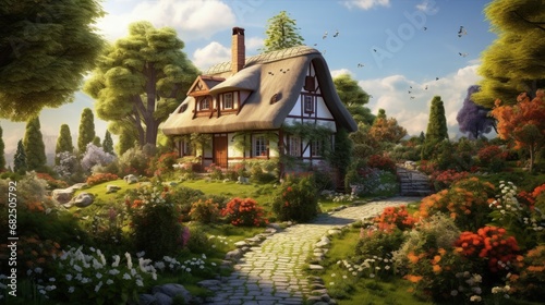 Picture of beautiful village house with garden