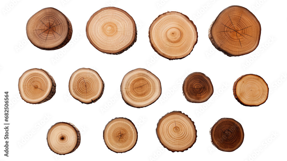 a round slab of wood in a top view, isolated and transparent PNG in a Woodworking-themed, photorealistic illustration. Generative ai a round slab of wood in a top view, isolated and transparent PNG in a Woodworking-themed, photorealistic illustration. Generative ai