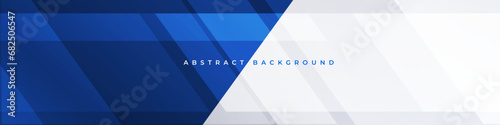 Blue and white modern abstract wide banner with geometric shapes. White and blue abstract background vector illustration
