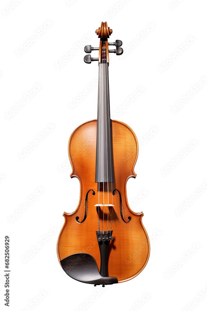 a Violin in a front view, PNG, in a Music-themed, isolated, and transparent photorealistic illustration. Generative ai a Violin in a front view, PNG, in a Music-themed, isolated, and transparent photorealistic illustration. Generative ai