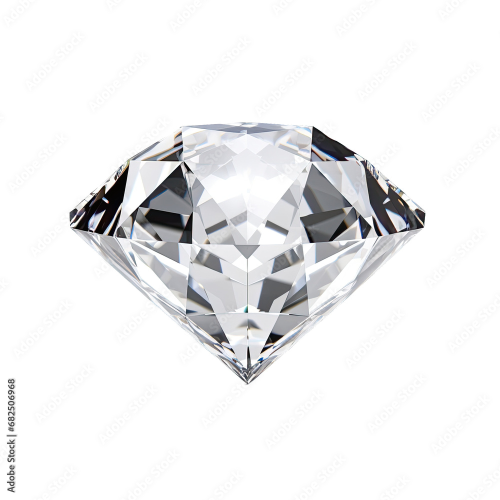 a Diamond in a classic cut side view and a 3/4 view in an isolated and transparent PNG in a Gift-themed, photorealistic illustration. generative ai