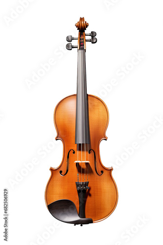 a Violin in a front view, PNG, in a Music-themed, isolated, and transparent photorealistic illustration. Generative ai