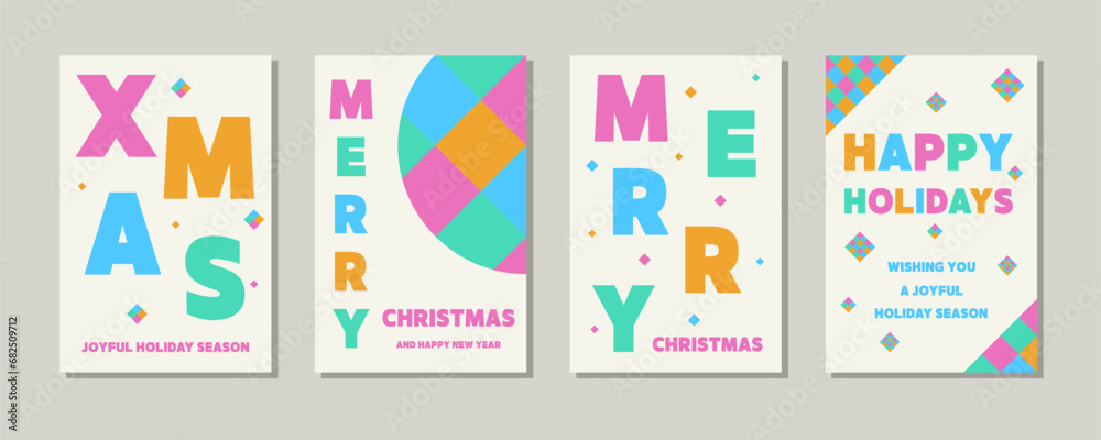 Abstract Christmas card set. Vector illustration