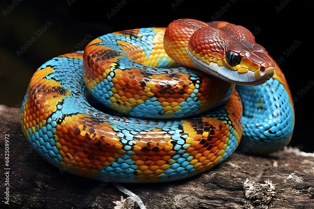 Fototapeta premium Beautiful bright snake in the wild. 