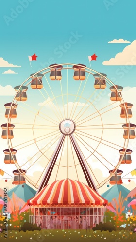 towering ferris wheel set against a lively carnival scene, perfect for showcasing your message