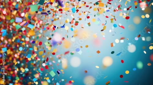  flurry of confetti fills the frame in this photo, with a carnival-inspired background