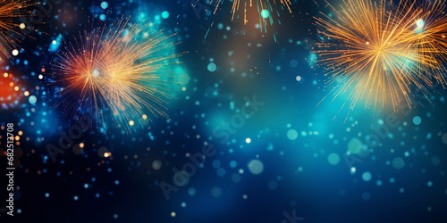 Fireworks at New Year and copy space - abstract holiday