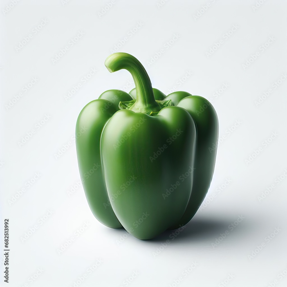 Fresh green bell pepper isolated on white background generative ai Fresh green bell pepper isolated on white background generative ai