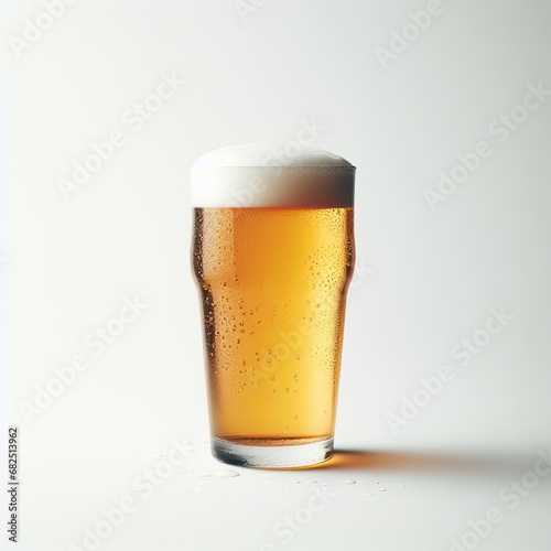 Glass of cold beer isolated on white background generative ai