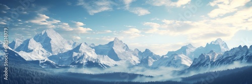 Panoramic beauty of majestic mountain peaks