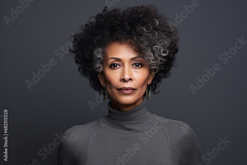 Aged african american woman on gray background photo