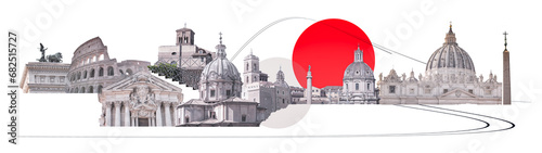 Photography Rome famous landmarks collage