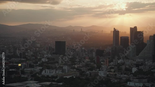 Aerial Mexico City Ciudad de México CDMX from Above during Sunset photo