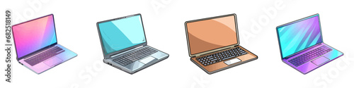 Cartoon laptop set. Vector illustration