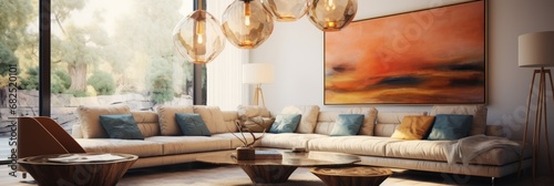 Modern bright interiors. Mid-century Style Living Room