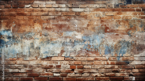 Weathered stained old brick wall background