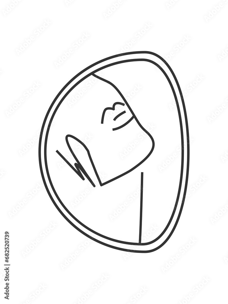Woman face drawing side view in contemporary minimalist line art style. Woman face drawing side view in contemporary minimalist line art style.