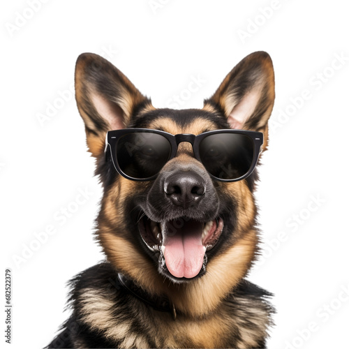 Wallpaper Mural Cool and Happy German Shepherd Dog in Sunglasses: Beautifully Ready for Summer,