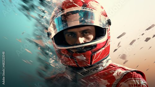 formula one racer in a helmet, close-up. ai generative. © Oleksandr