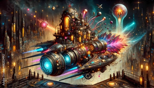 Fototapeta Naklejka Na Ścianę i Meble -  an illustration of the futuristic space station in a game art