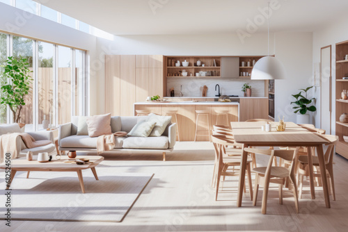 Open concept living, where seamlessly connected living, dining, and kitchen areas create a harmonious and inviting atmosphere. © Microgen