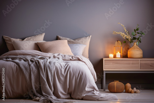 Scandinavian-inspired bedroom retreat with a cozy bed, where simplicity and natural elements create a tranquil sleep oasis.