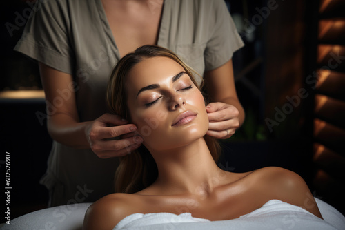 Woman Surrendering to a Pampering Head Massage