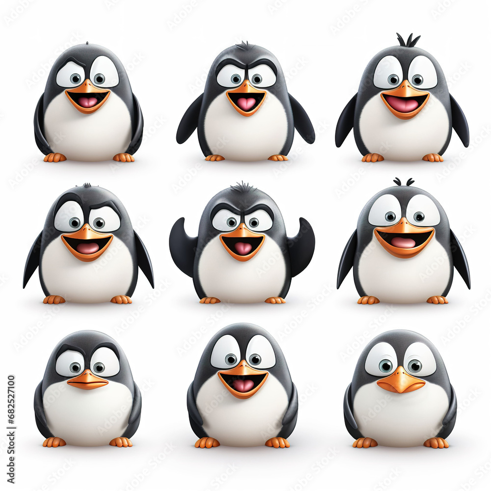 Fototapeta premium 3D model of a penguin with white background
