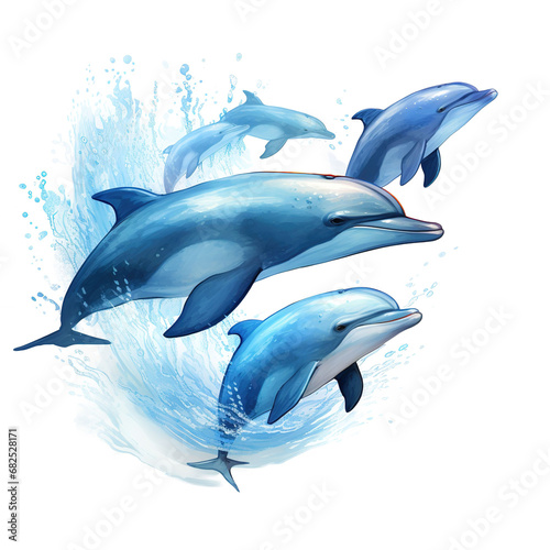 dolphin gliding on white background