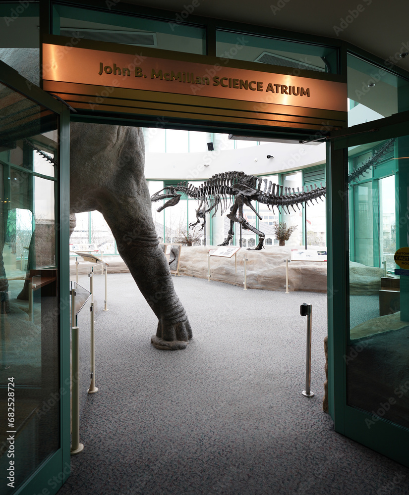 Raleigh, NC - USA - 12-20-2022: McMillan Science Atrium dinosaur ...