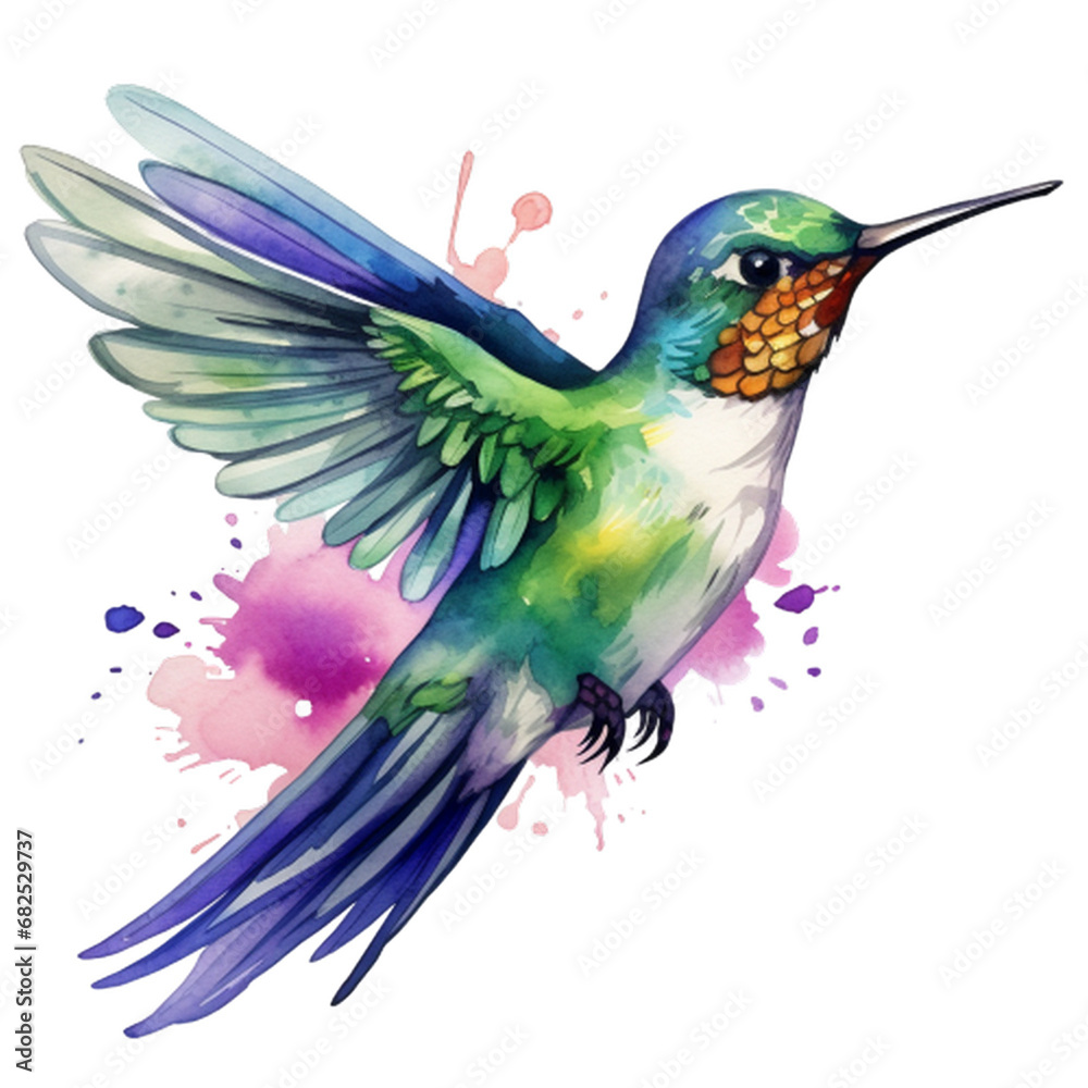 Obraz premium hummingbird and flower, generative ai