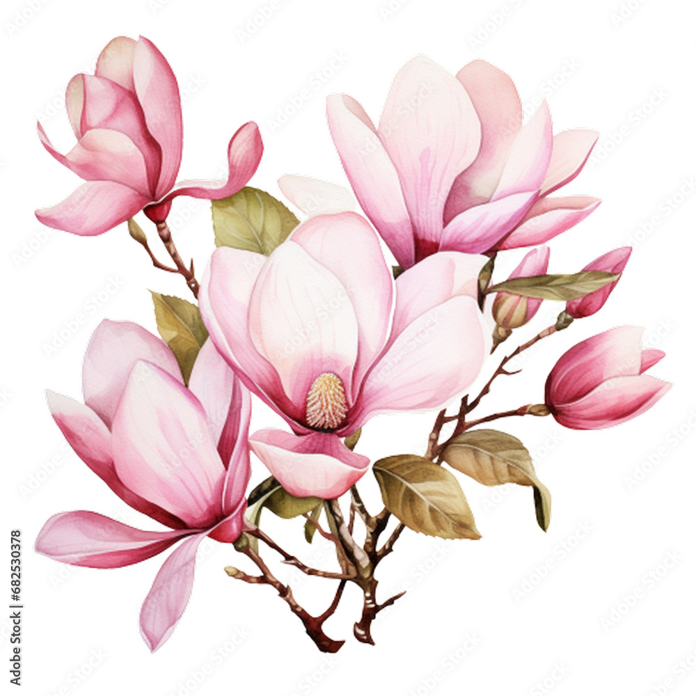 pink magnolia flower, generative ai