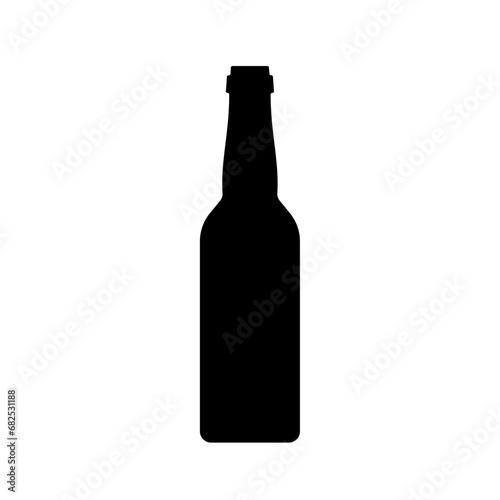 Beer bottle black icon. Vector element on white background.