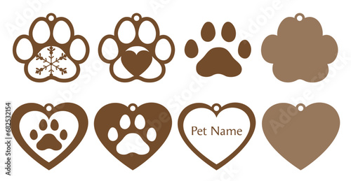 Pet themed ornaments or tags, laser cut design
