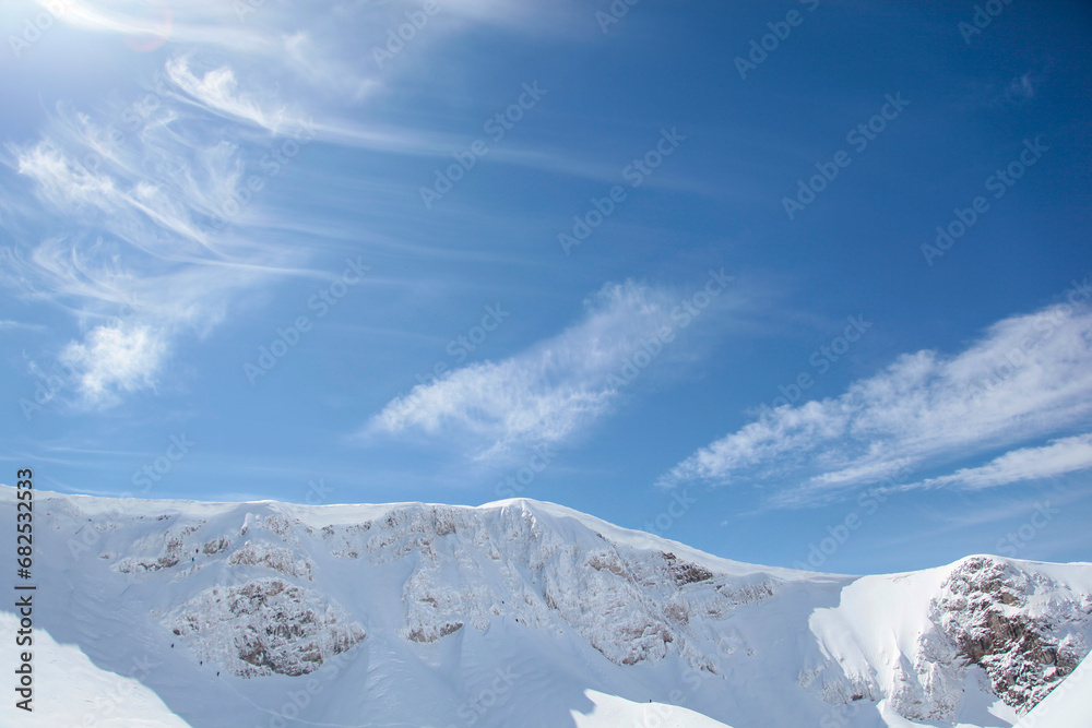 Uludag Mountain Ski Center Drone Photo, Winter Season Uludag National Park, Bursa Turkiye (Turkey)
