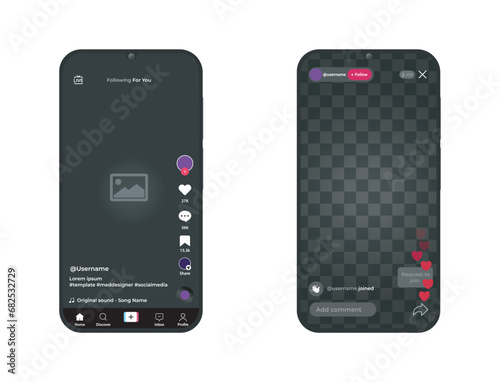 Social media realistic mockup vector layout template stock illustration  tiktok screen