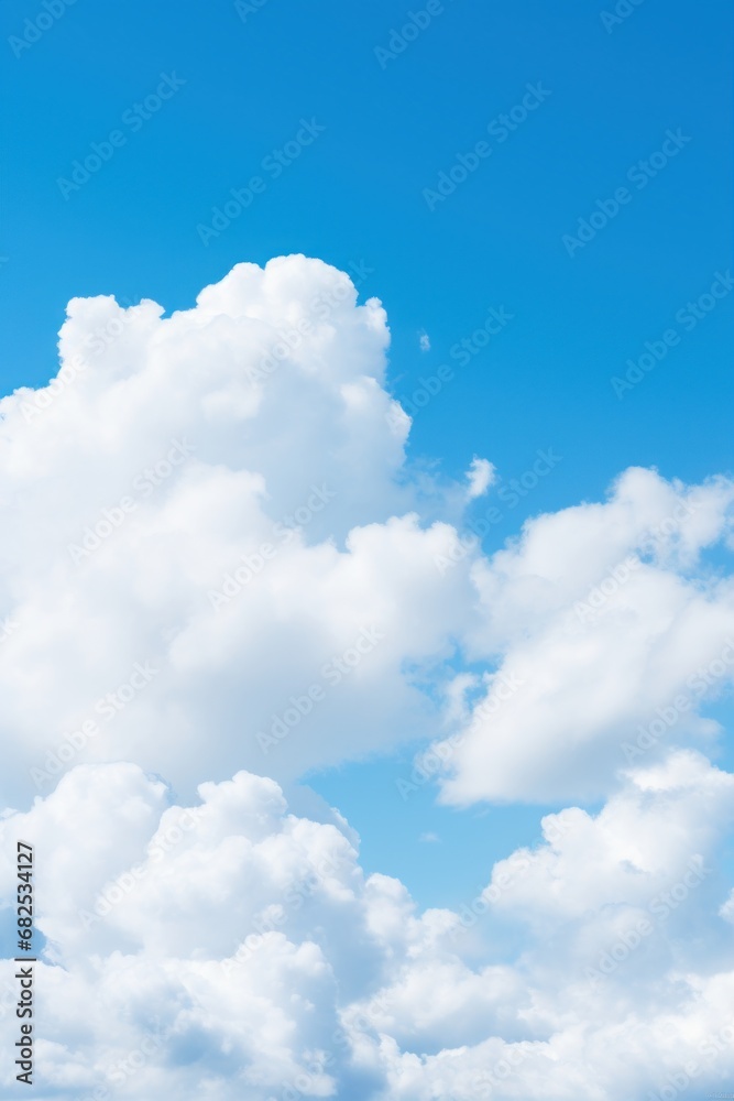 Clear blue sky with fluffy white clouds providing an ample blank space AI generated illustration Clear blue sky with fluffy white clouds providing an ample blank space AI generated illustration