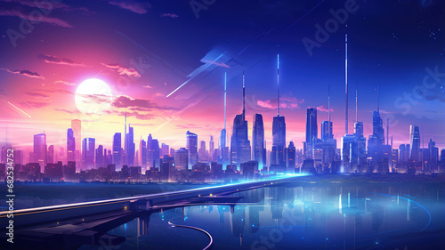 futuristic city scape using polygon shapes