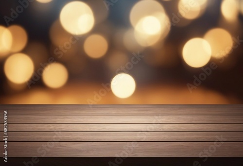 Empty wood table and bokeh light background product display template