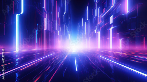 neon-lit environment with energy background