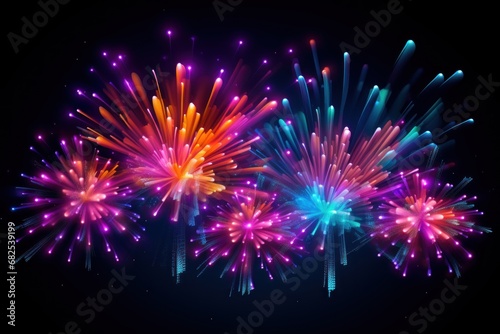 neon firework ball on black background