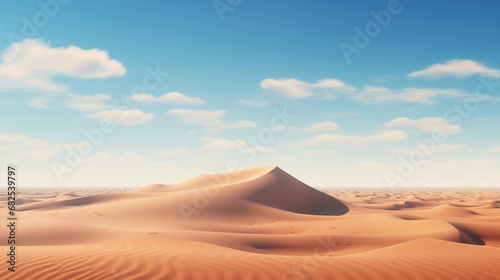 Endless sand dunes stretching to the horizon under a cloudless desert sky.