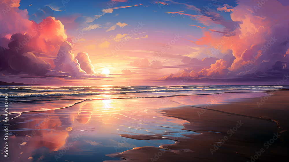 Sunset Solitude on Beach