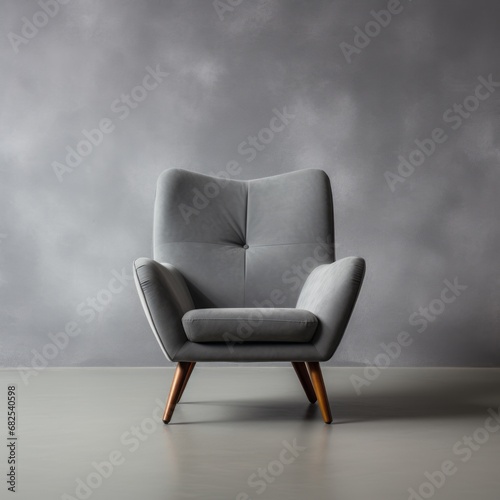 Grey modern chair against grey textured background. AI Generative