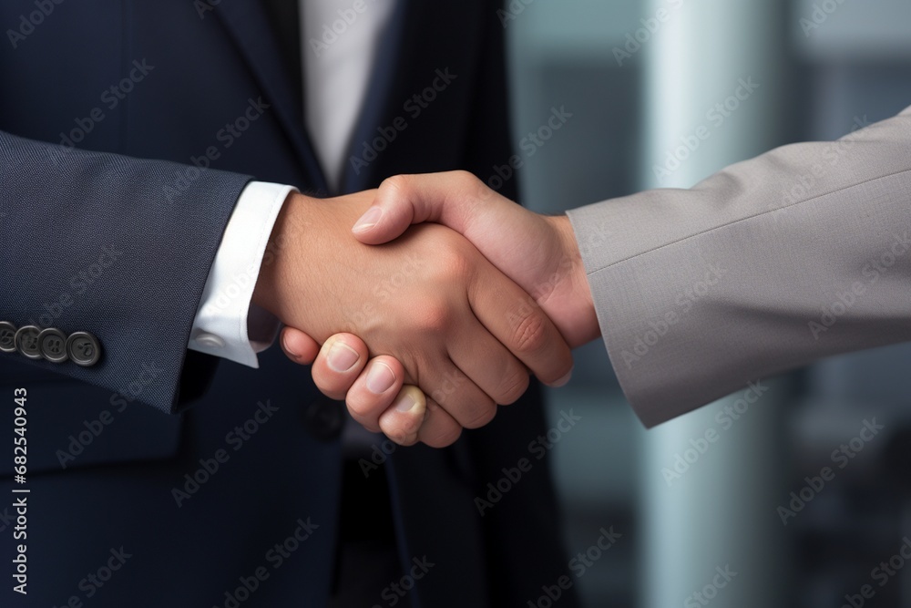 Cityscape Congrats: Business Etiquette in Handshakes, Merger, and Acquisition – A Panoramic Banner of Success, Businessman Handshake, Man Handshake