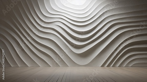 Shifting perspectives creating optical illusions on a neutral textured wall.