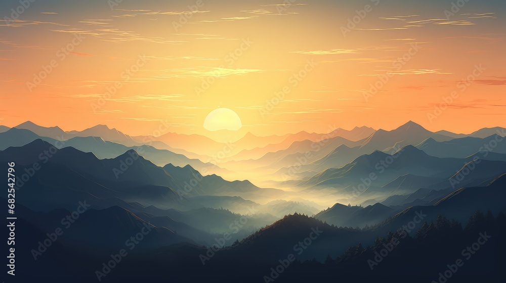 Dusk above the mountains, copy space