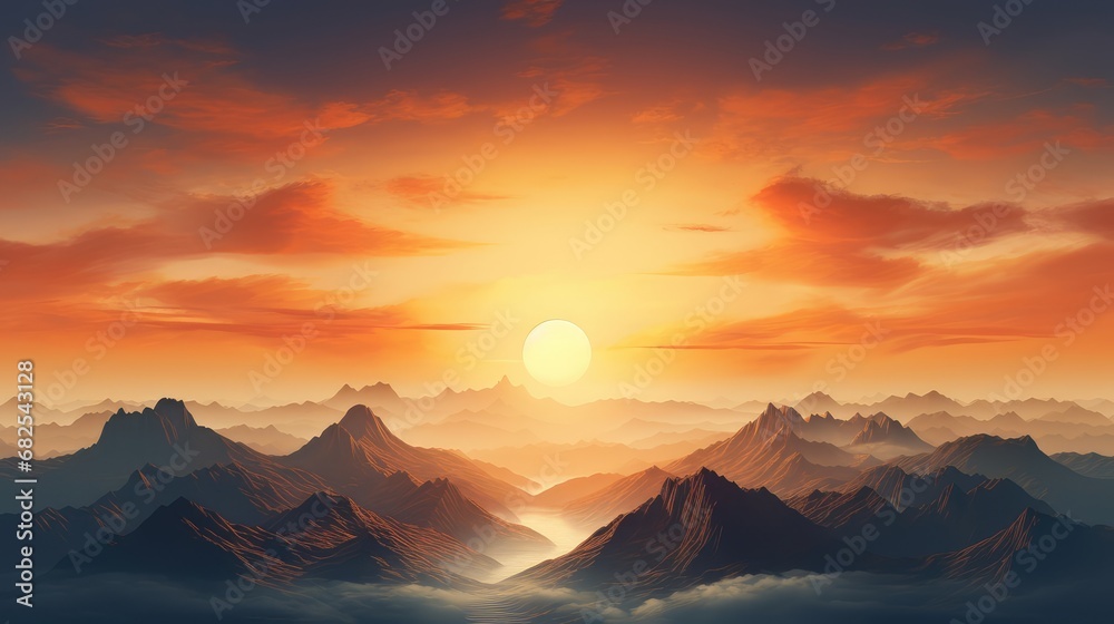 Dusk above the mountains, copy space Dusk above the mountains, copy space
